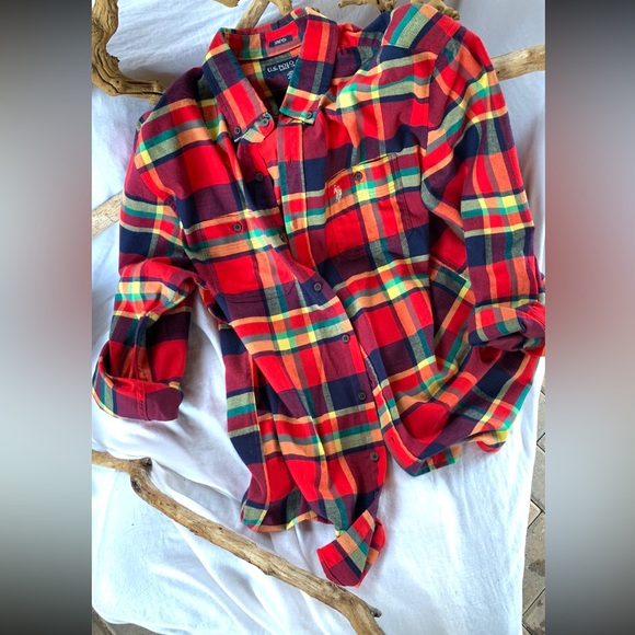NWOT Colorful U.S. Polo Association Flannel Shirt - Picture 3 of 3